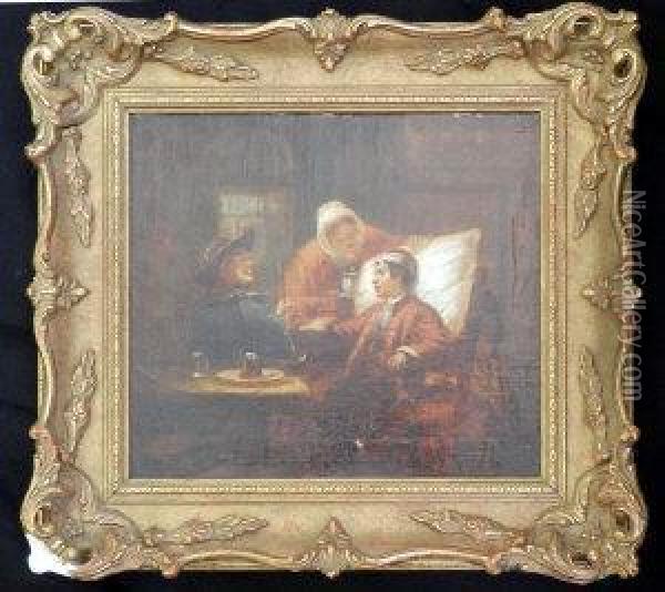 Couple Attending To An Invalid Oil Painting - Sir David Wilkie