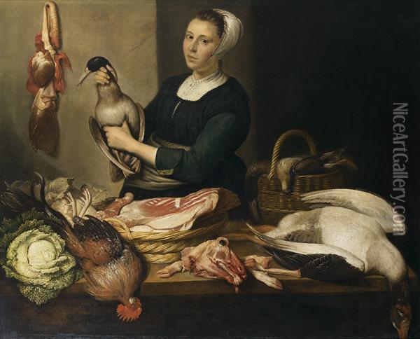 Jeune Cuisiniere Devant Les Apprets Du Dejeuner Oil Painting - Jan Albertz. Rotius