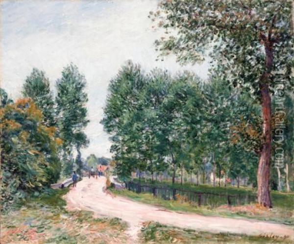 Le Chemin De Saint-mammes--le Matin Oil Painting - Alfred Sisley