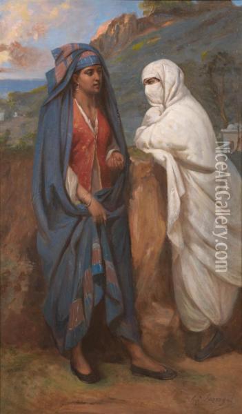 Algeroises Discutant Oil Painting - Jean Raymond Hippolyte Lazerges