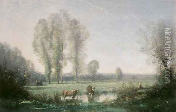 Morning mist, 1860 Oil Painting - Jean-Baptiste-Camille Corot