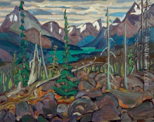 Maligne Lake - Canadian Rockies Oil Painting - Sir Frederick Grant Banting