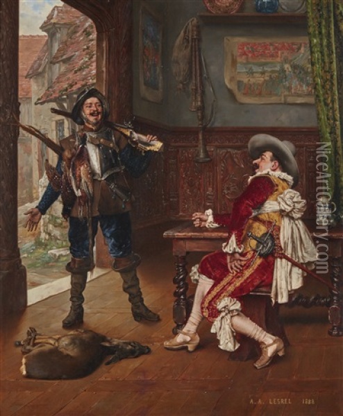 Retour De Chasse Oil Painting - Adolphe Alexandre Lesrel