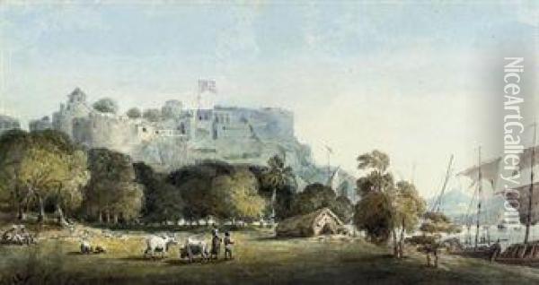 A View Of Chunar Ghur Oil Painting - Edward Hawke Locker