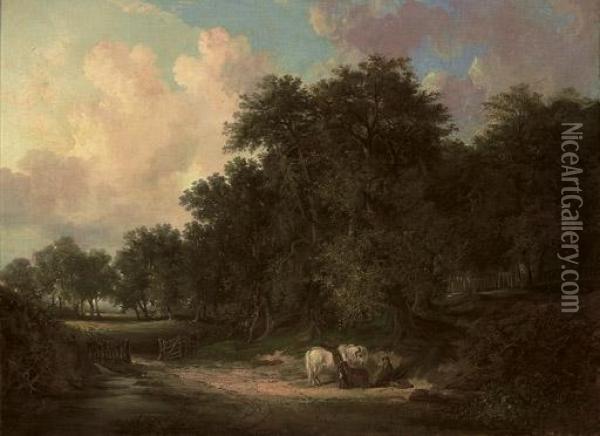 View In Pelax Wood, Durham Oil Painting - Henry Ladbrooke