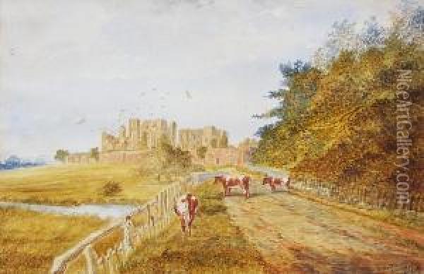'kenilworth Castle'; Dray Horses Outside Theelephant, Rowington, Warwick Oil Painting - Sylvester Martin