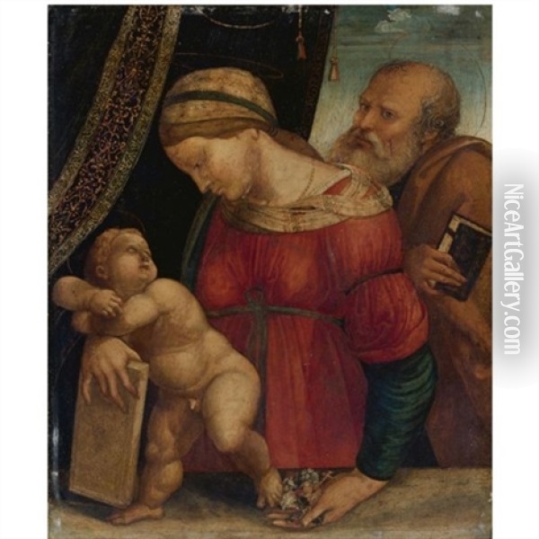 The Holy Family Oil Painting - Girolamo Marchesi da Cotignola