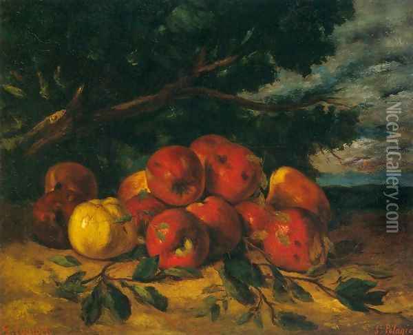 Red Apples at the Foot of a Tree Oil Painting - Gustave Courbet
