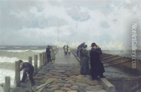The Jetty Oil Painting - Wilhelm Pacht