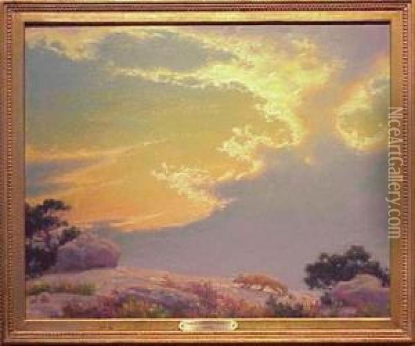 The Cliff - Sunset Oil Painting - Charles Curran