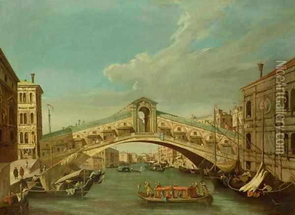 The Rialto Bridge Venice Oil Painting - (Giovanni Antonio Canal) Canaletto