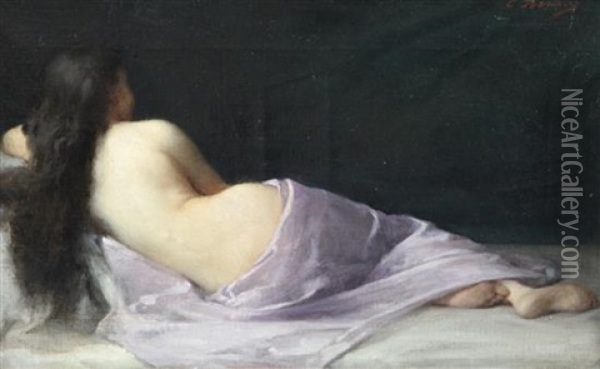 Reclining Female Nude Oil Painting - Emmanuel Benner