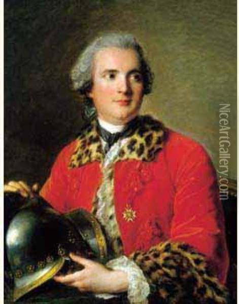 Portrait Du Duc De Mortemart En Tenue D'apparat De Colonel Oil Painting - Jean-Marc Nattier