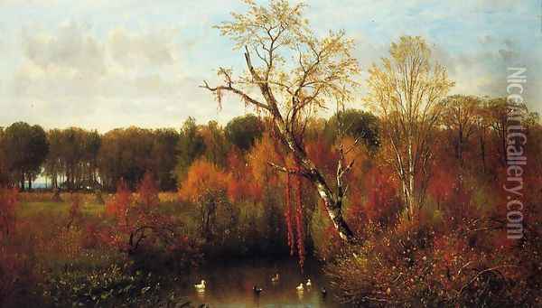 Duck Pond Oil Painting - Thomas Worthington Whittredge