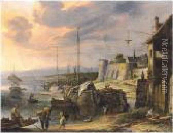 Harbor Scene Oil Painting - Herman Saftleven
