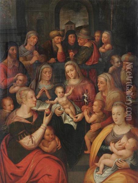The Family Of The Virgin Oil Painting - Willem Key