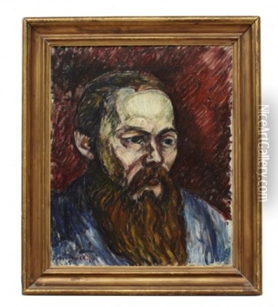 Portratt Av Dostojevsky Oil Painting - Goesta (Adrian G. Fabian) Sandels