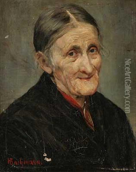 Portrait Einer Freundlichen Alten Bauerin Oil Painting - Hans Bachmann