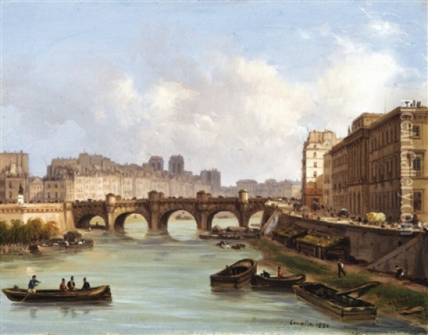 Le Pont Neuf, Paris Oil Painting - Giuseppe Canella I