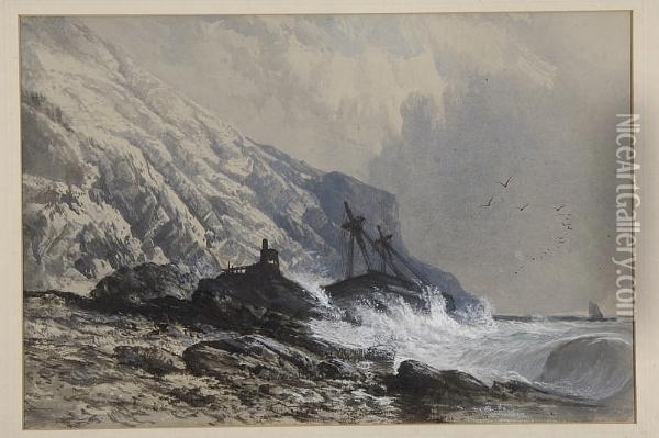 Shipwreck On The Devon Coast Oil Painting - William Williams