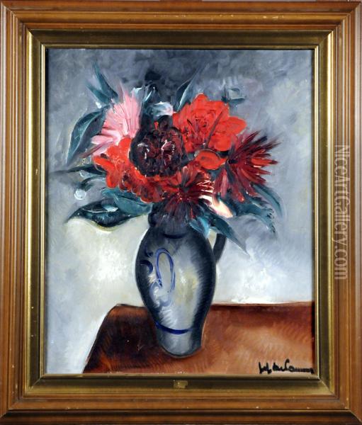 Vase Garni De Fleurs Oil Painting - Jef De Pauw