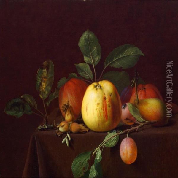 Fruit And Nuts On A Table Oil Painting - Otto Didrik Ottesen