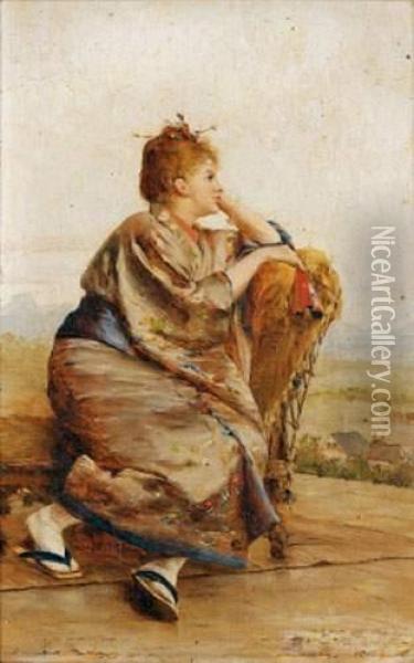 Jeune Femme Au Kimono Oil Painting - Felix G. Berne-Bellecour