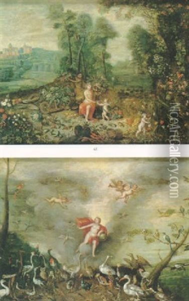 Allegorie Des Quatre Elements Oil Painting - Jan van Kessel the Elder