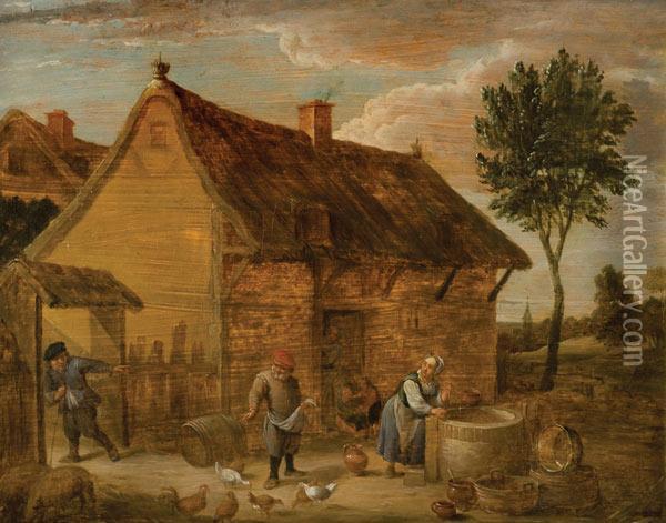El Trabajo En La Granja Oil Painting - David The Younger Teniers