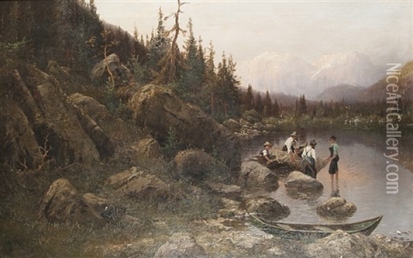 At The Alpsee Oil Painting - Gustav Koken