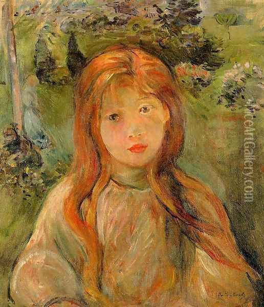 Little Girl At Mesnil (Jeanne Bodeau) Oil Painting - Berthe Morisot
