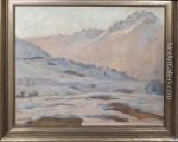 Winterliche Gebirgslandschaft. 1930. Oil Painting - Hans Beat Wieland