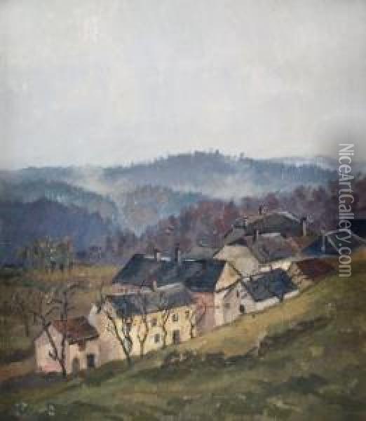 Herbstlandschaft Mit Dorfansicht. Oil Painting - Hanns Sprung