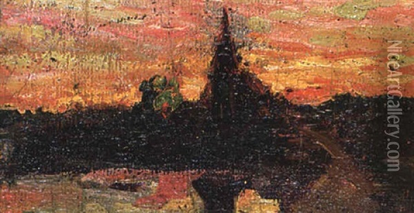 Landschaft Oil Painting - Egon Schiele
