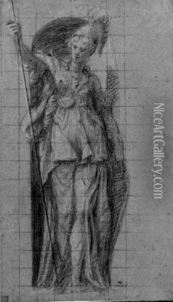 A Standing Figure Of Minerva Oil Painting - Bernardino Campi