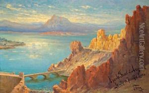 Apache Trail Of Arizona, Southern Pacificlines Oil Painting - John Fery