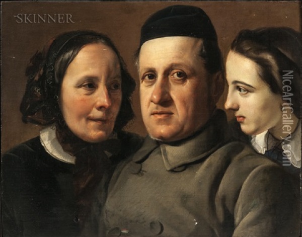 Portraits (three Heads) Oil Painting - Francesco Hayez