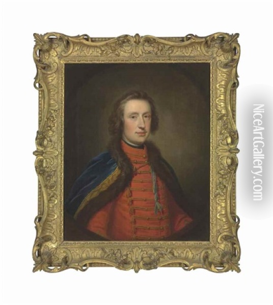 Portrait Of Francis Scott, Earl Of Dalkeith (1721-1750), Half-length, In Hussar Uniform, In A Feigned Oval Oil Painting - Thomas Bardwell