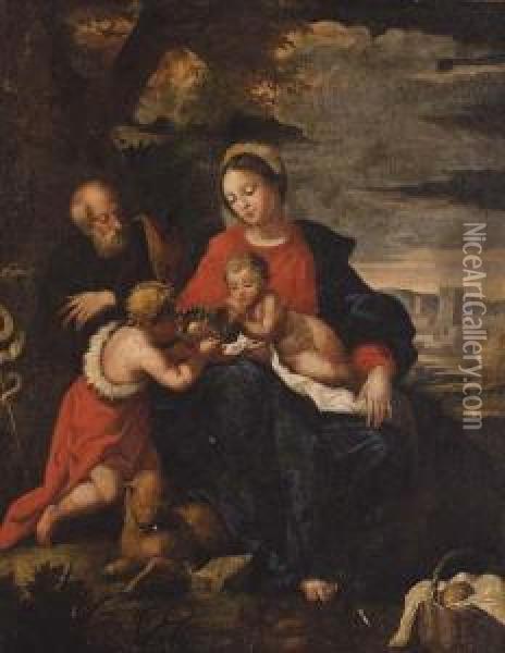 The Holy Family With The Infant Saint John The Baptist Oil Painting - Giulio Cesare Procaccini