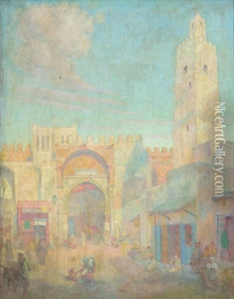 North Africa Town Oil Painting - Louis Comfort Tiffany