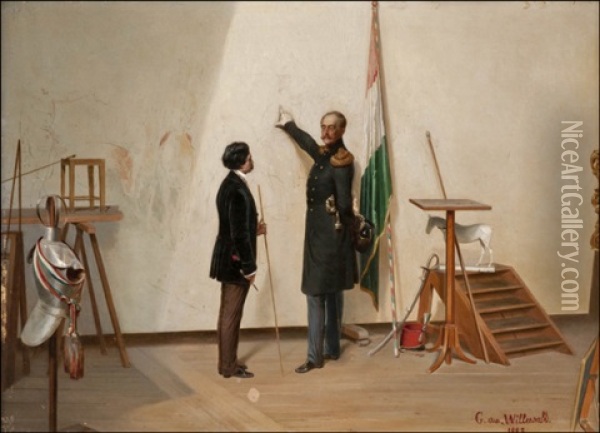 Imperor Nicolas I At The Artist's Studio Oil Painting - Bogdan (Gotfrid) Pavlovich Villevalde