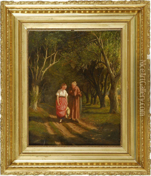 A Stroll Down A Country Road Oil Painting - William de la Montagne Cary