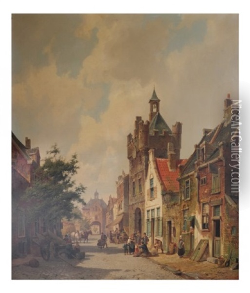 Street Scene Oil Painting - Pieter Cornelis Dommershuijzen