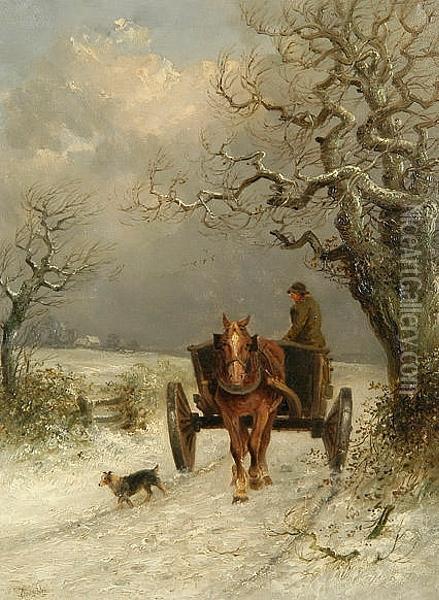 Coming Home In The Snow Oil Painting - Thomas Smythe