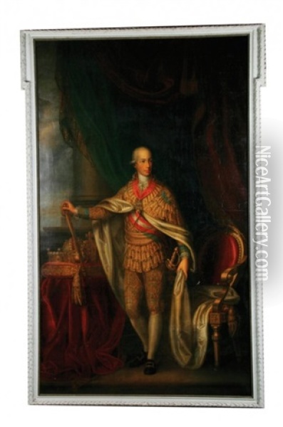 Eighteenth-century Full Length Portrait Of Joseph Ii, As A Young Man, Later Emperor Of Austria Oil Painting - Martin van Meytens the Younger