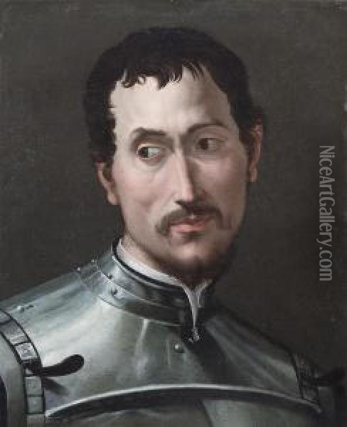 Portrait Of A Man Oil Painting - Rancesco De' Rossi (see Salviati, Cecchino Del)