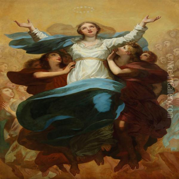 The Assumption Of The Virgin Oil Painting - Leontine Lemee