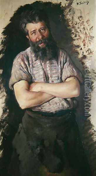 Portrait of a Blacksmith Oil Painting - Lothar von Seebach