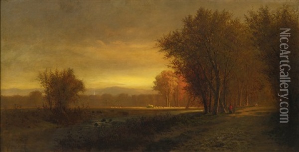 Autumn Near New Haven, Connecticut Oil Painting - Harvey Otis Young