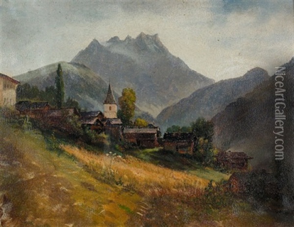 Village De Gryon Oil Painting - Jean Samson Guignard